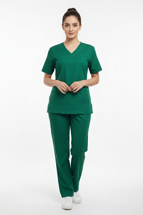 Women's 4-Pocket Rounded V-Neck Scrub